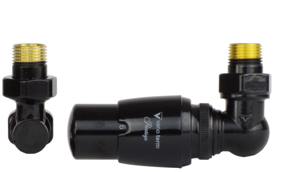 Zawór termostatyczny trójosiowy Master czarny błyszczący prawy