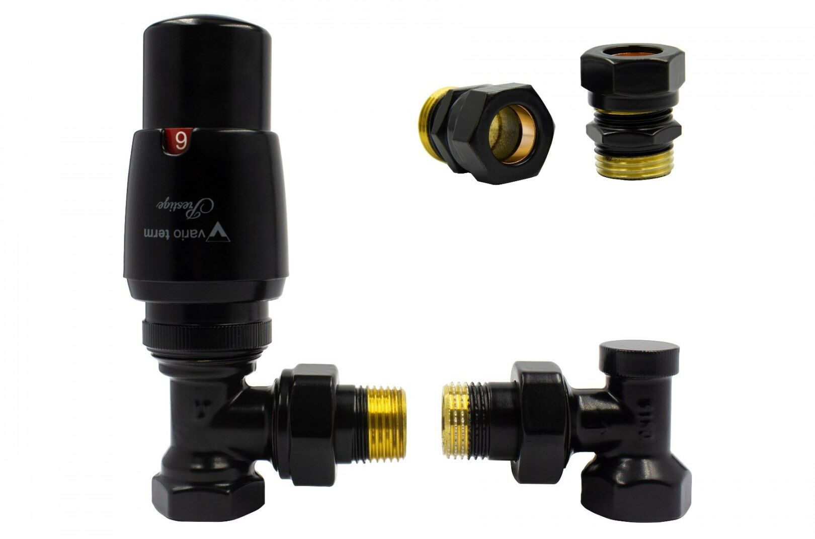 Zawór termostatyczny ELEGANT kątowy czarny mat Cu