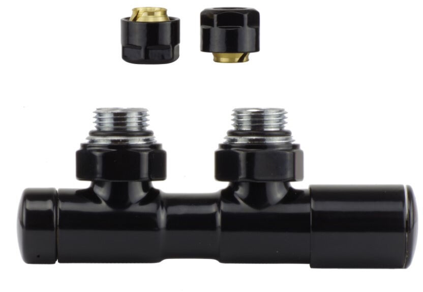 Zawór regulacyjny 50mm TWINS czarny błyszczący prawy Cu