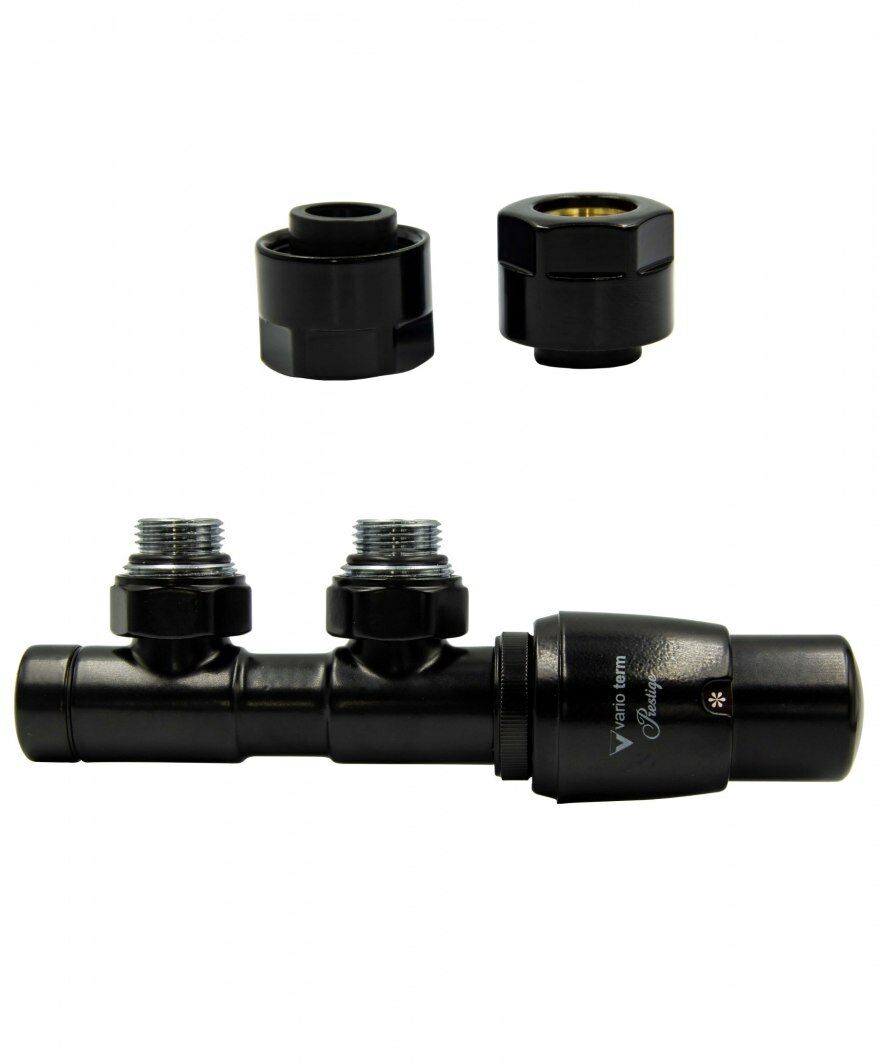 Zawór termostatyczny 50mm TWINS czarny mat prawy Cu