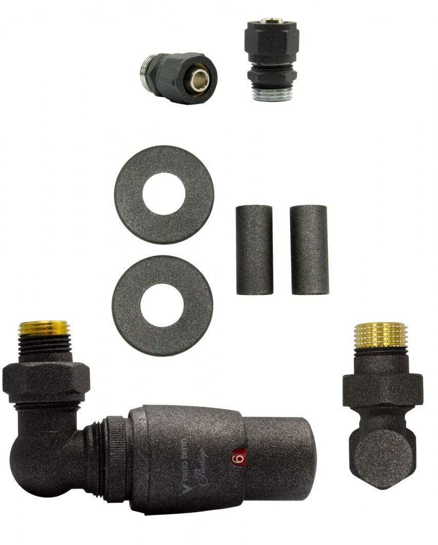 Zawór termostatyczny trójosiowy Master ciemny grafit strukturalny lewy Pex All in One