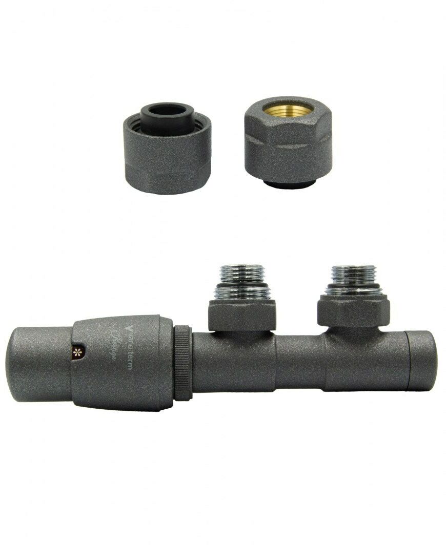 Zawór termostatyczny 50mm TWINS grafit strukturalny lewy Cu