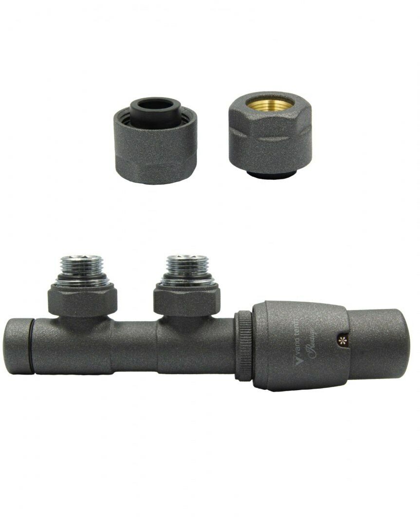 Zawór termostatyczny 50mm TWINS grafit strukturalny prawy Cu