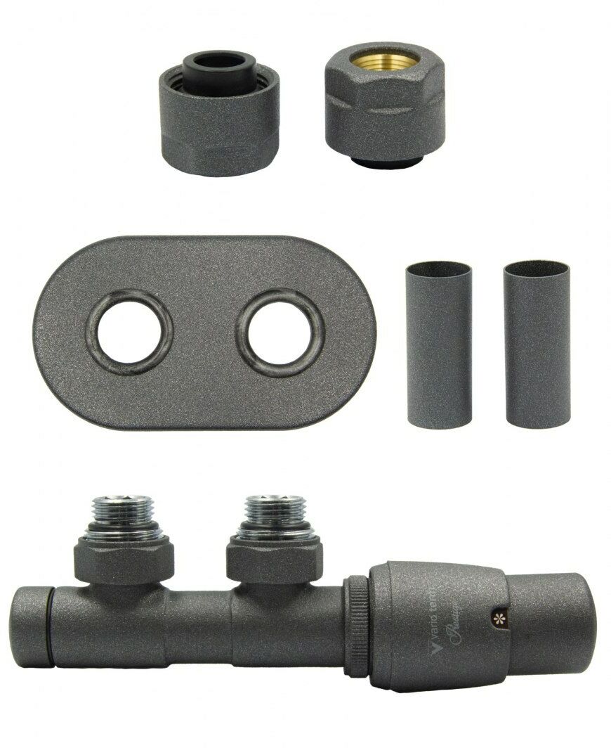 Zawór termostatyczny 50mm TWINS grafit strukturalny prawy Cu All in One