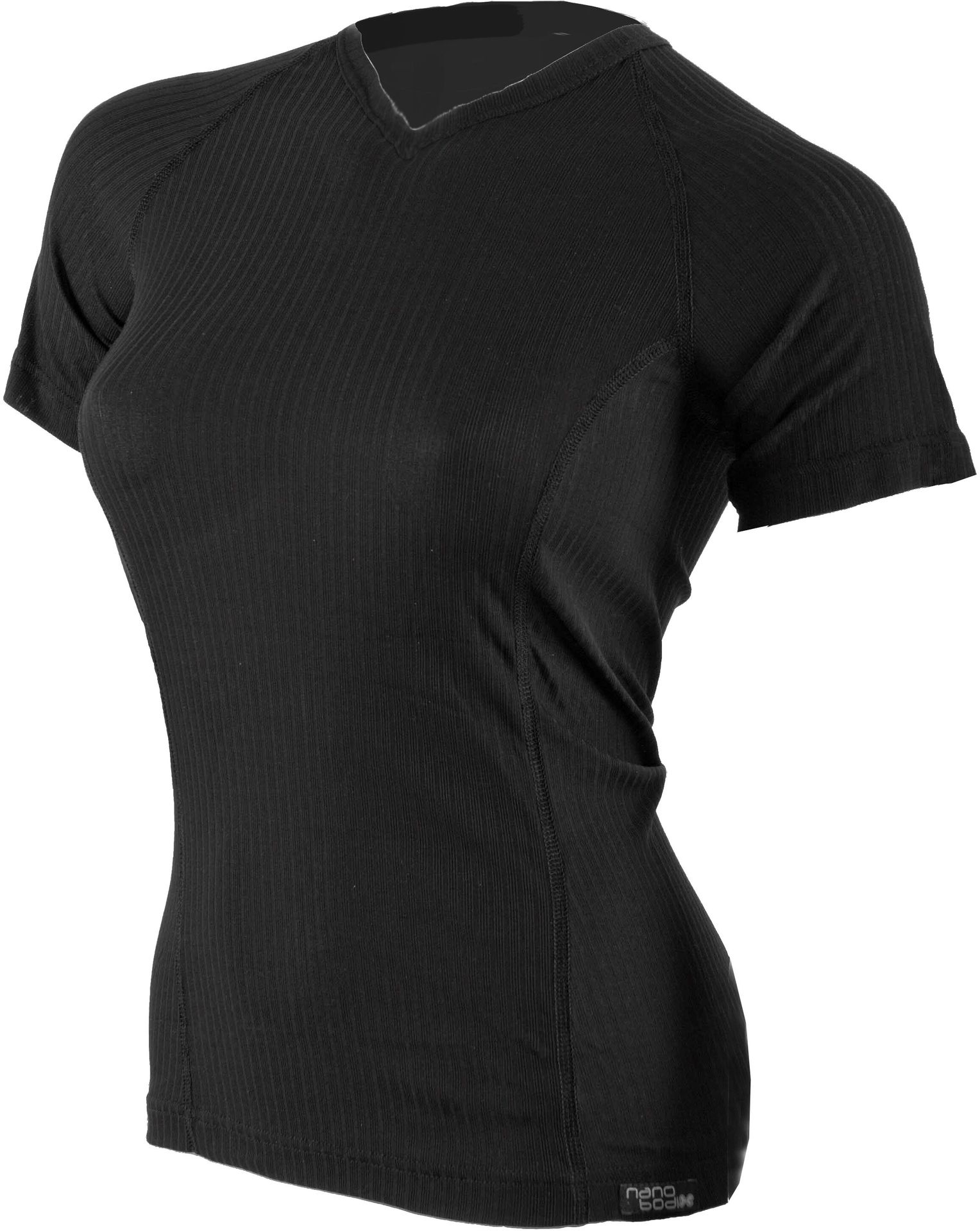 COOL V-dekolt T-shirt z krótkim rękawem - damski .S .czarny