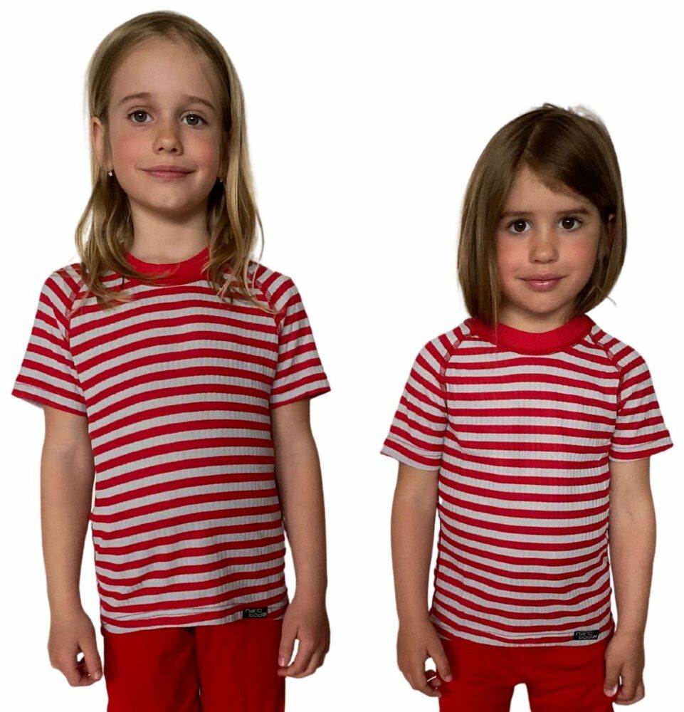 COOL kolorowy T-shirt dziecięca .150 .czerwono-białe paski