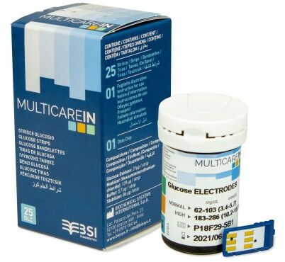 MultiCareIn Glukoza-25 sztuk Paski do pomiaru glukozy we krwi