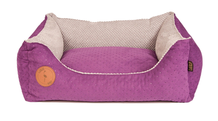 Lauren Design Legowisko PREMIUM CEZAR pikowany fiolet + szary 60cm x 50cm