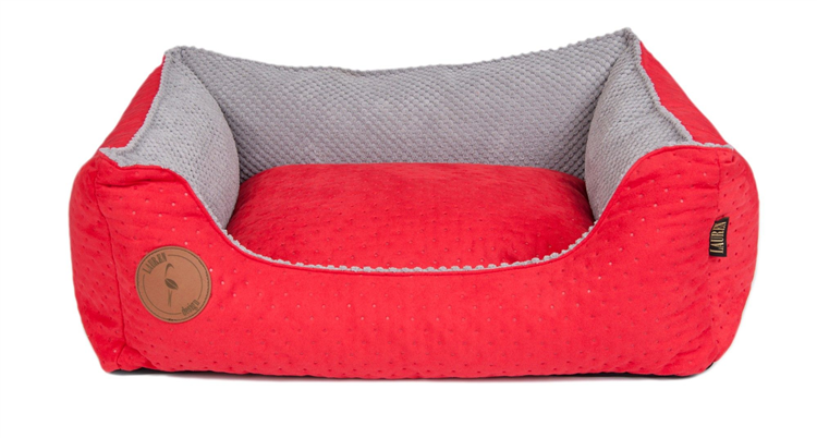 Lauren Design Legowisko PREMIUM CEZAR czerwony pikowany + szary 60cm x 50cm