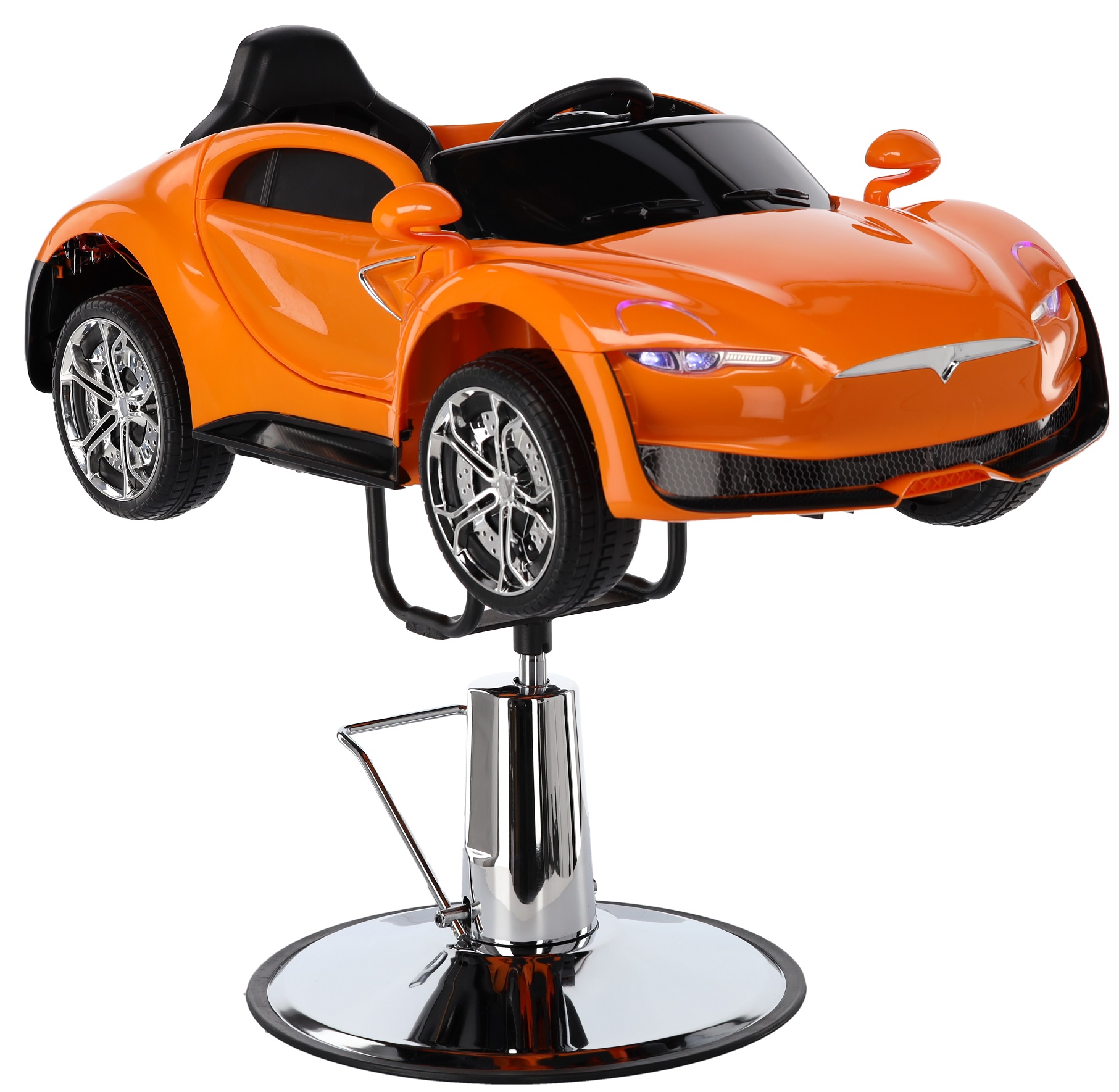 Fotel fryzjerski dziecięcy samochodzik 5219-A-ORANGE hydrauliczny obrotowy do salonu fryzjerskiego krzesło fryzjerskie