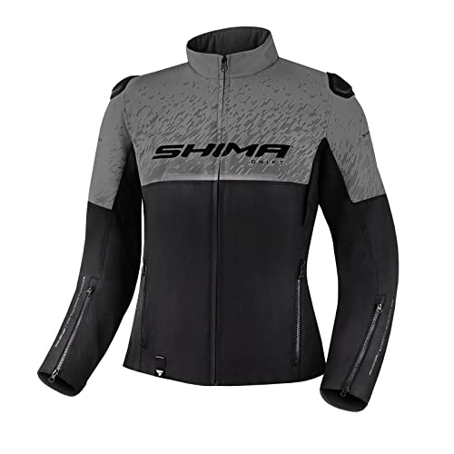 SHIMA DRIFT LADY Kurtka motocyklowa dla kobiet, lekka, oddychająca letnia siatka, damska kurtka miejska z CE, tylne ramię, łokcie, ochraniacze na łokcie, regulowana szerokość (szara, XL)
