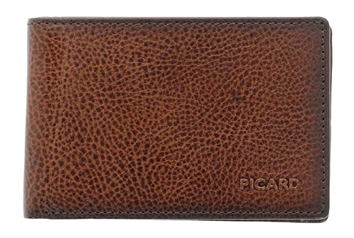 Picard Męski portfel Hans1 wąski ze skóry bydlęcej z ochroną RFID w kolorze brązowym, 11524A6455, Tabak, 10,50x7x2, Portmonetka