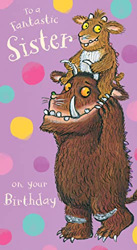 Kartka urodzinowa siostry, kartka urodzinowa Gruffalo siostra, siostra kartka urodzinowa dla siostry Gruffalo, kartka urodzinowa siostra