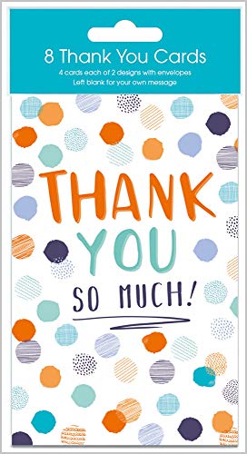 Opakowanie 8 kartek z podziękowaniami ~ 2 wzory 4 z każdego ~ Thank You so Much/A Little Note to say Thanks (11740)