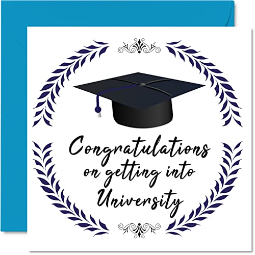 Kartki gratulacyjne - Getting into University - Proud of You Card Congrats Graduation Degree Exam Results School College Exams GCSE A Level Uni, 145 mm x 145 mm Dobrze gotowe kartki z życzeniami