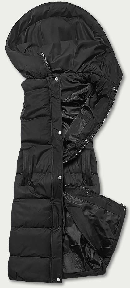 DŁUGA PUCHOWA KAMIZELKA DAMSKA CZARNA (5M728-392) - J.STYLE
