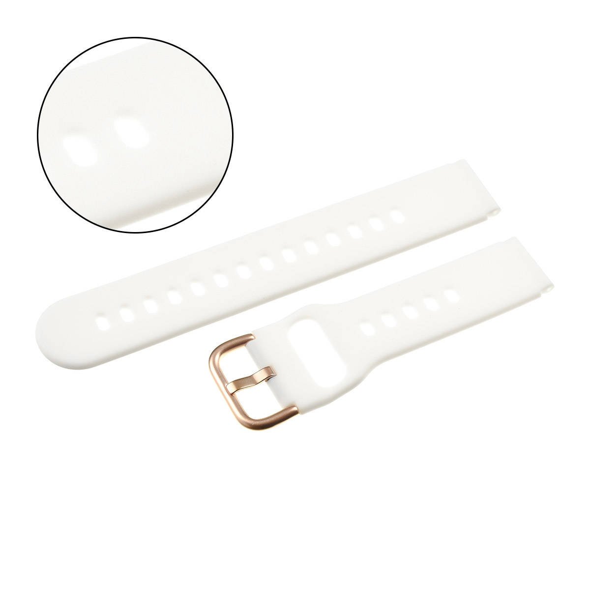 Pasek uniwersalny 18 mm silikonowy biały rosegold zapinka + teleskopy