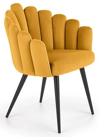 Musztardowe tapicerowane krzesło kubełkowe H9-S84