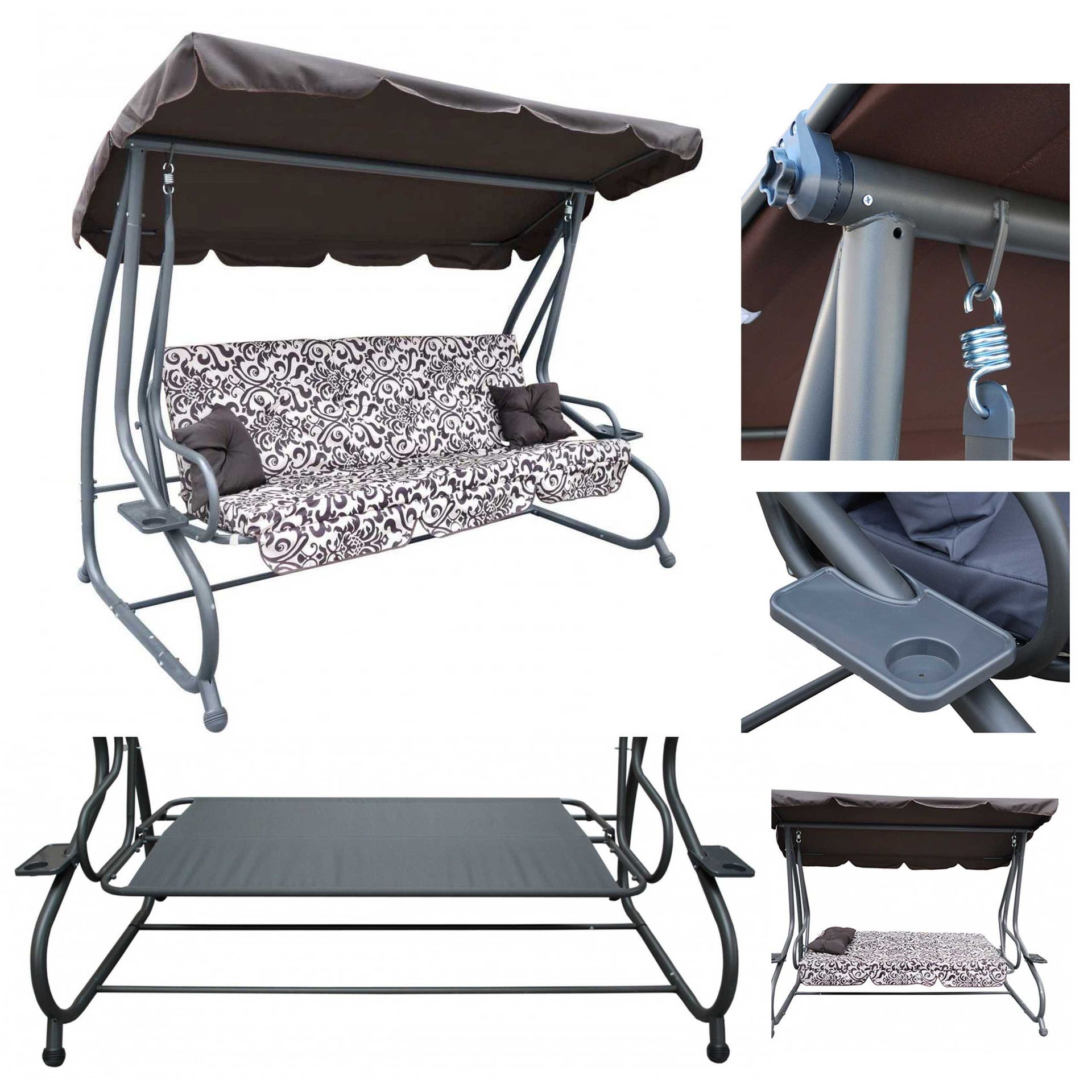 HUŚTAWKA OGRODOWA 8011 NOWY MODEL 2w1 Leżanka 3-4 osobowa 214cm x 168 cm x 114 cm HUŚTAWKA RAMIZ