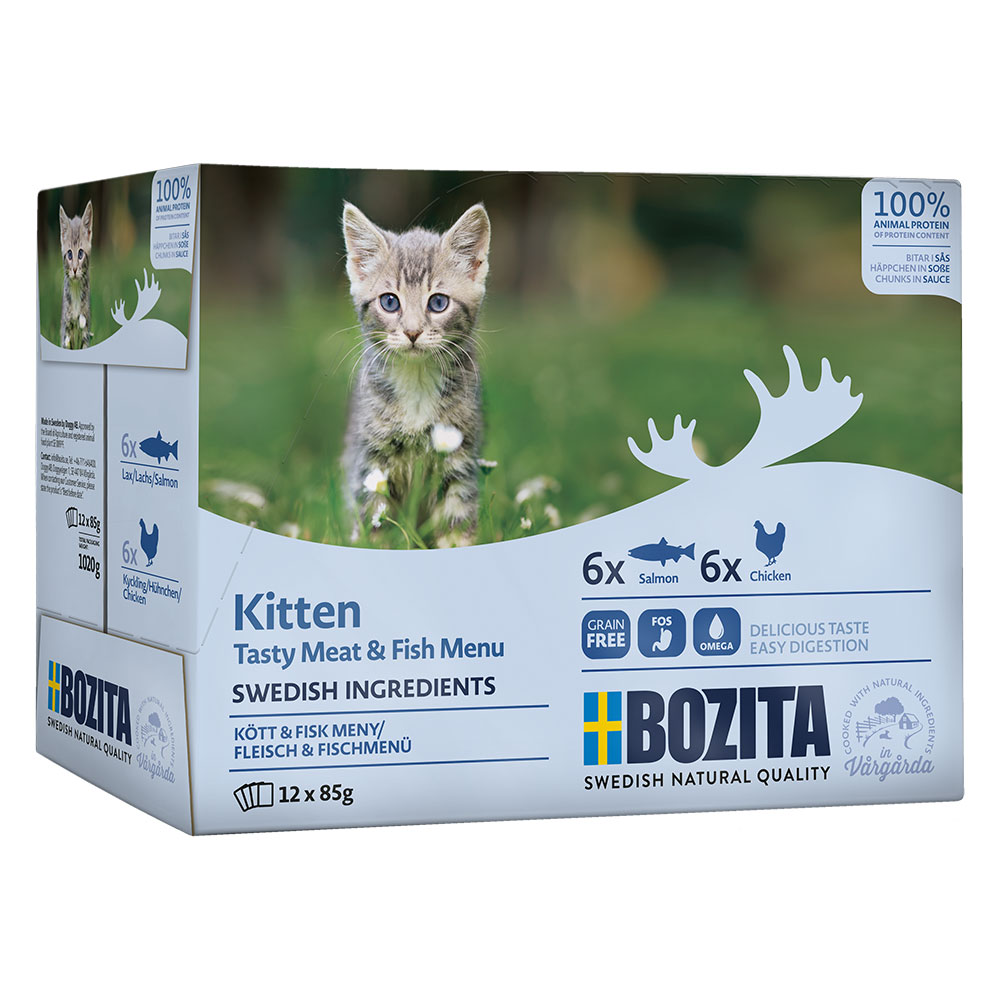 Bozita Kitten kawałki w sosie, pakiet mieszany, 12 x 85 g - 12 x 85 g