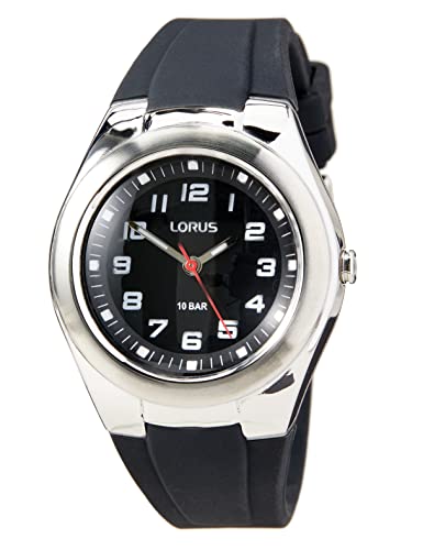 Lorus Zegarek Analogowy Kwarcowy Unisex z silikonowym paskiem RRX75GX9, Czarny, pasek