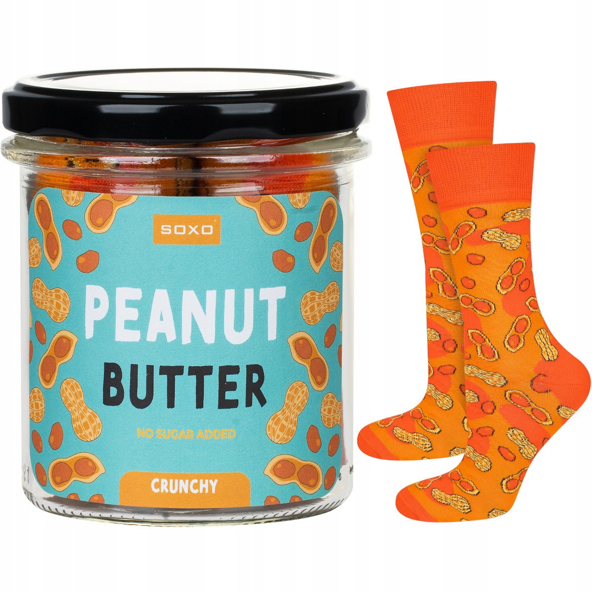 Skarpetki męskie kolorowe SOXO GOOD STUFF Peanutbutter w słoiku śmieszne bawełniane