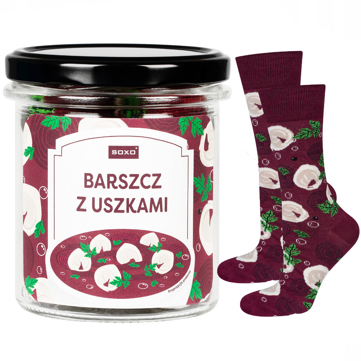 Skarpetki męskie kolorowe SOXO GOOD STUFF Barszcz z uszkami w słoiku śmieszne bawełniane