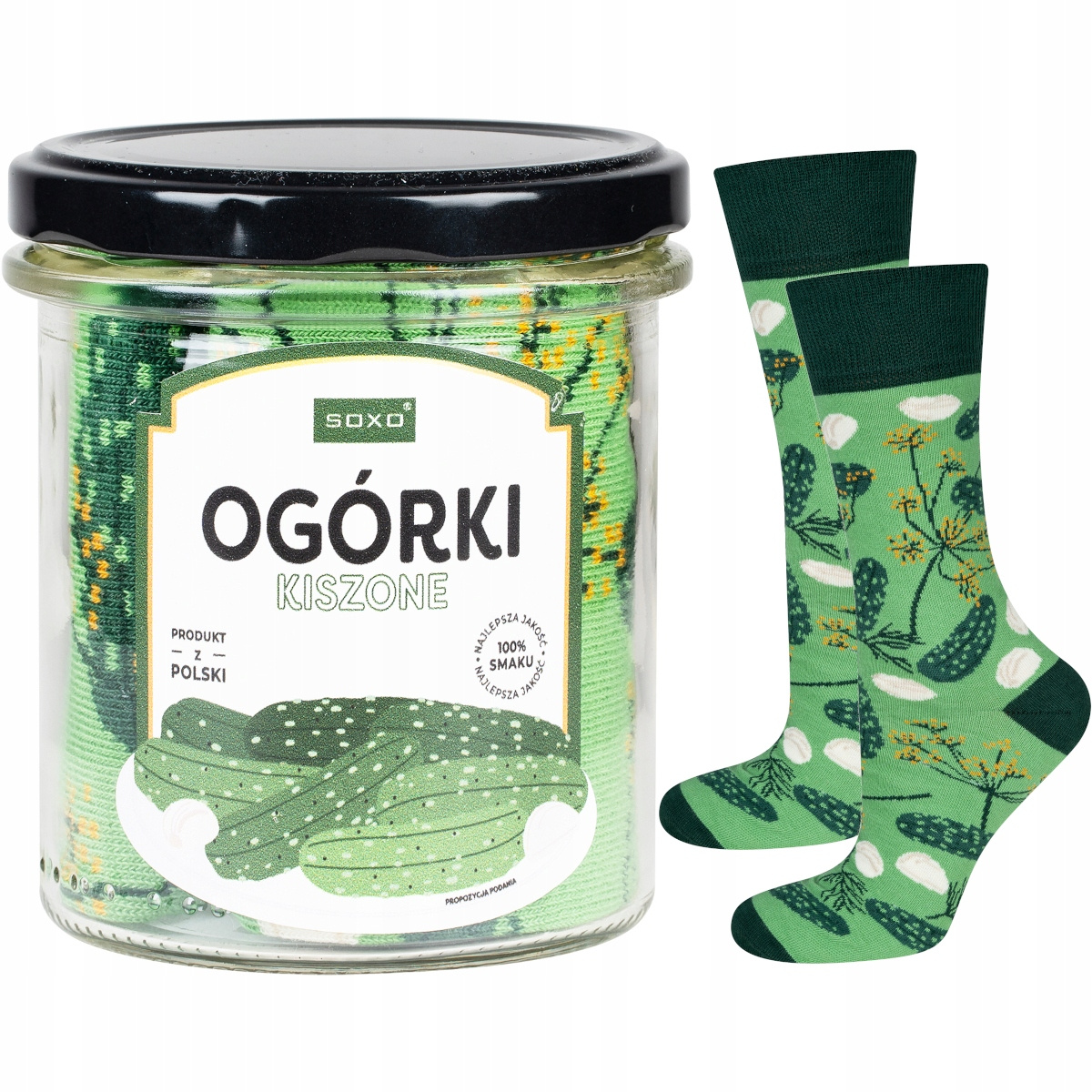 Skarpetki męskie kolorowe SOXO GOOD STUFF ogórki kiszone w słoiku śmieszne bawełniane