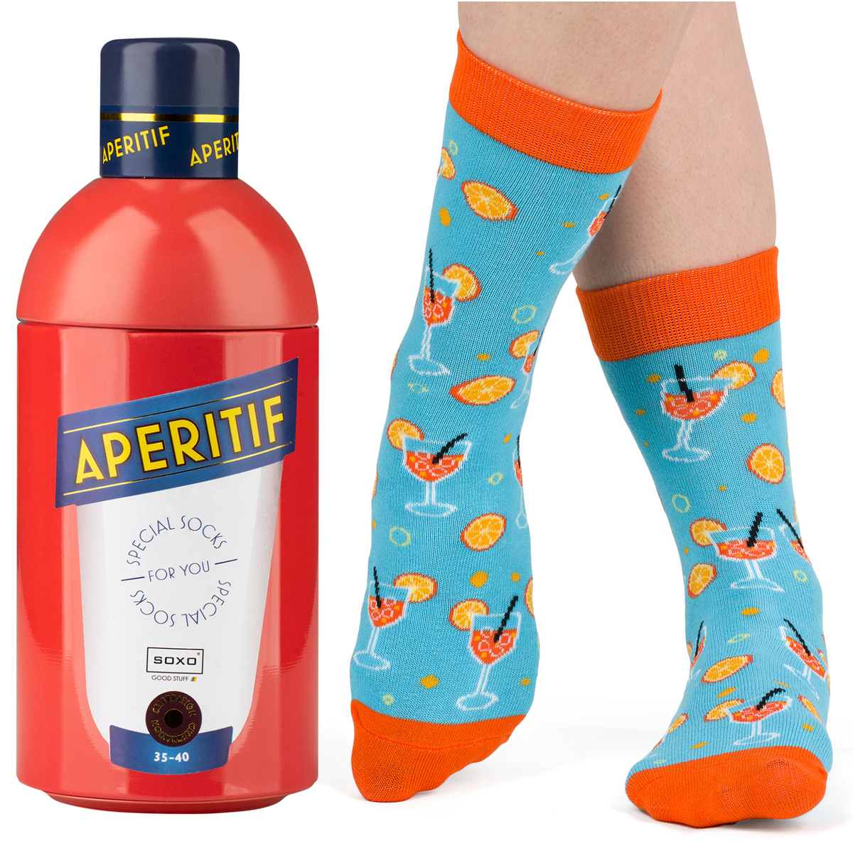 Skarpetki damskie SOXO GOOD STUFF zabawne Aperitif w butelce na prezent