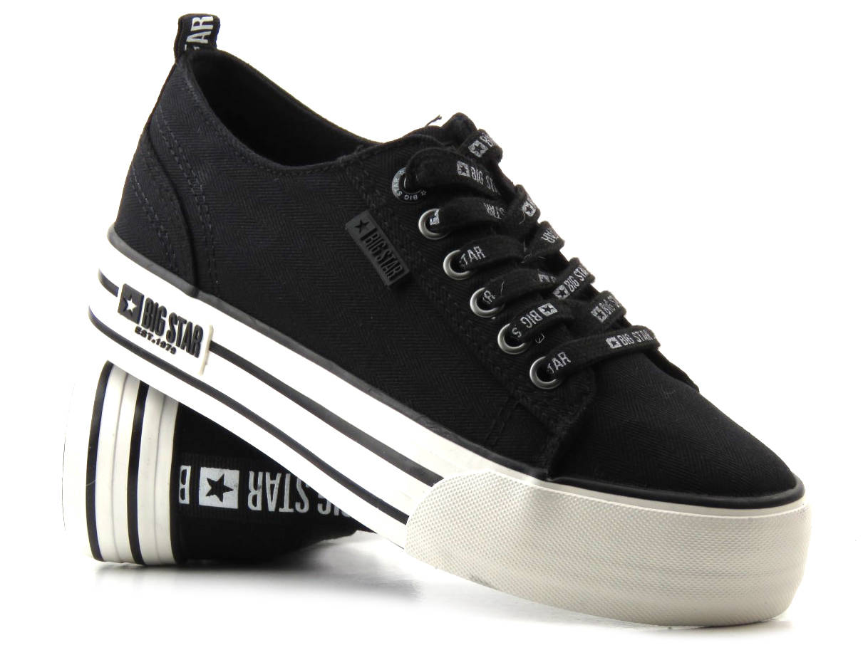 Trampki damskie na platformie - BIG STAR KK274013, czarne - Big Star