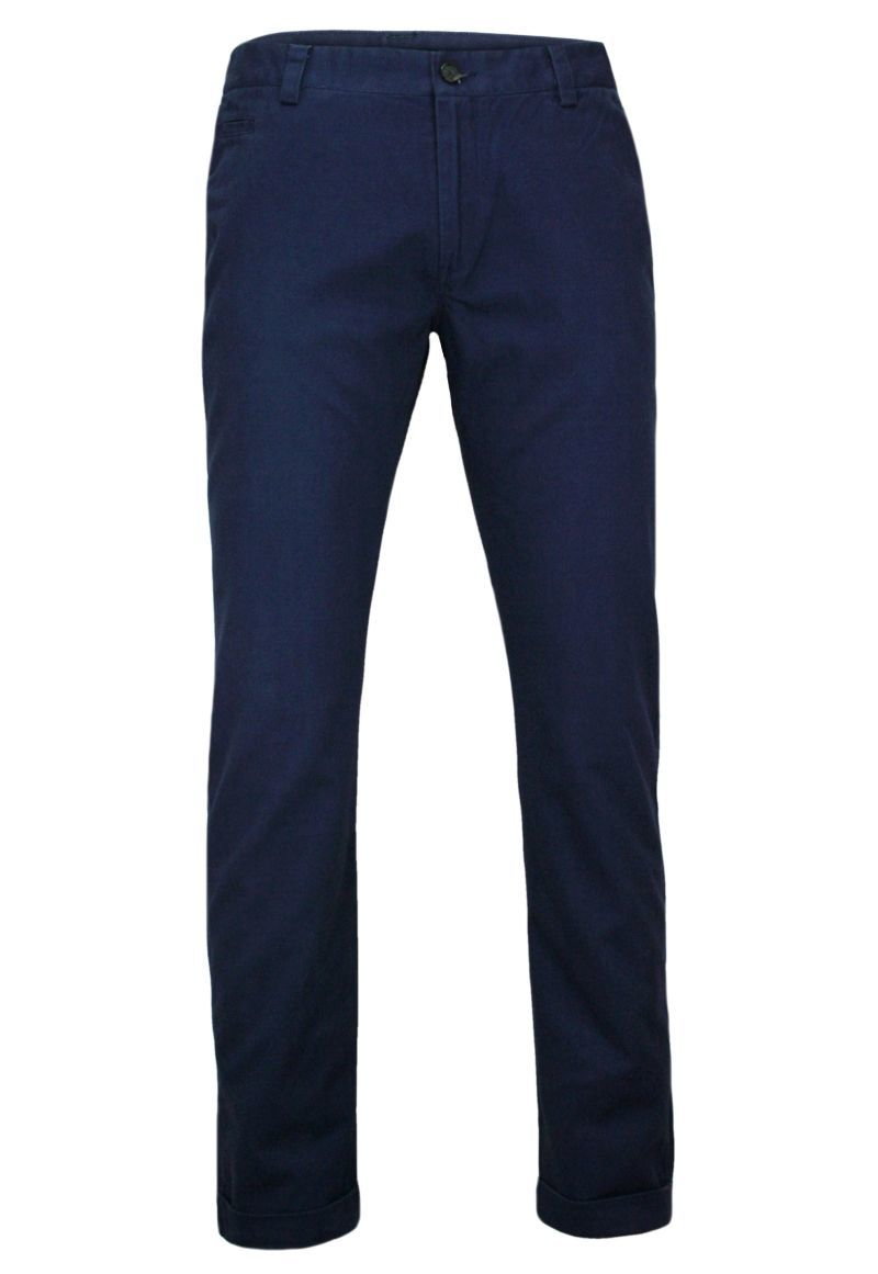 Spodnie męskie - Granatowe Eleganckie, Męskie Spodnie, 100% BAWEŁNA -CHIAO- Chinosy, z Mankietami - Chiao - grafika 1
