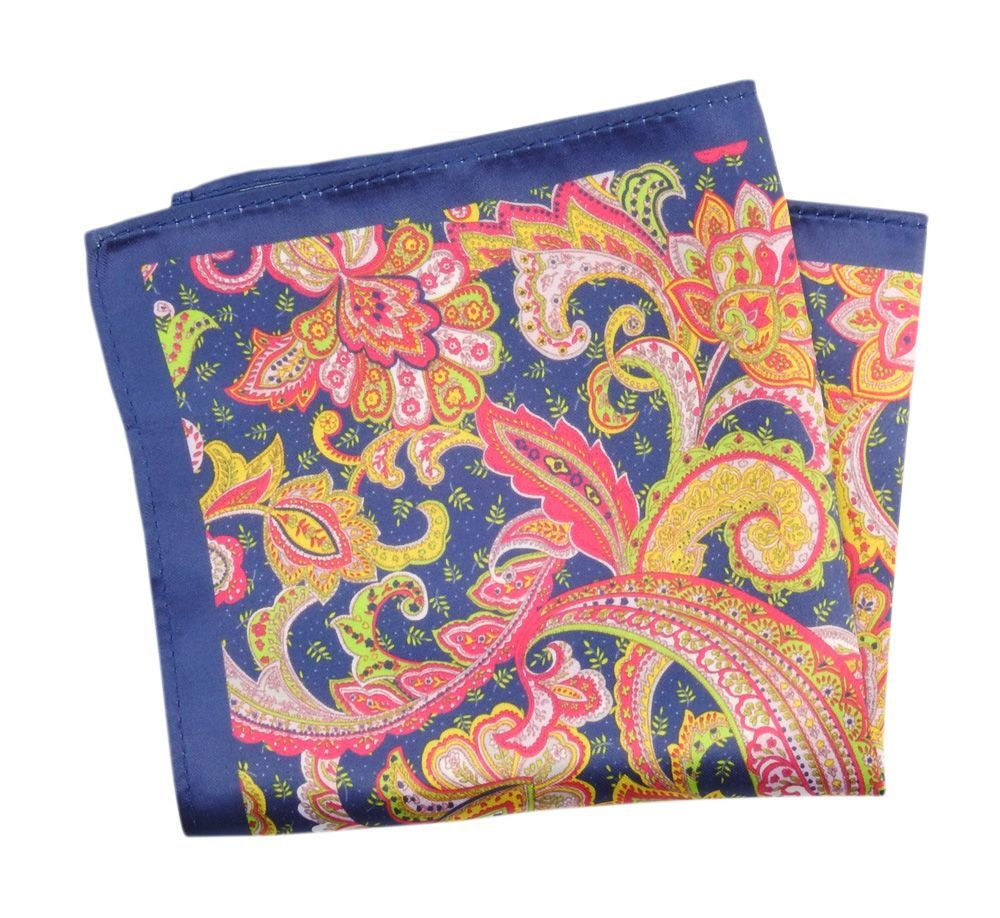 Poszetka Męska ALTIES, Granatowo-Różowa Wzór Paisley, Łezki, Męska, Elegancka - Alties