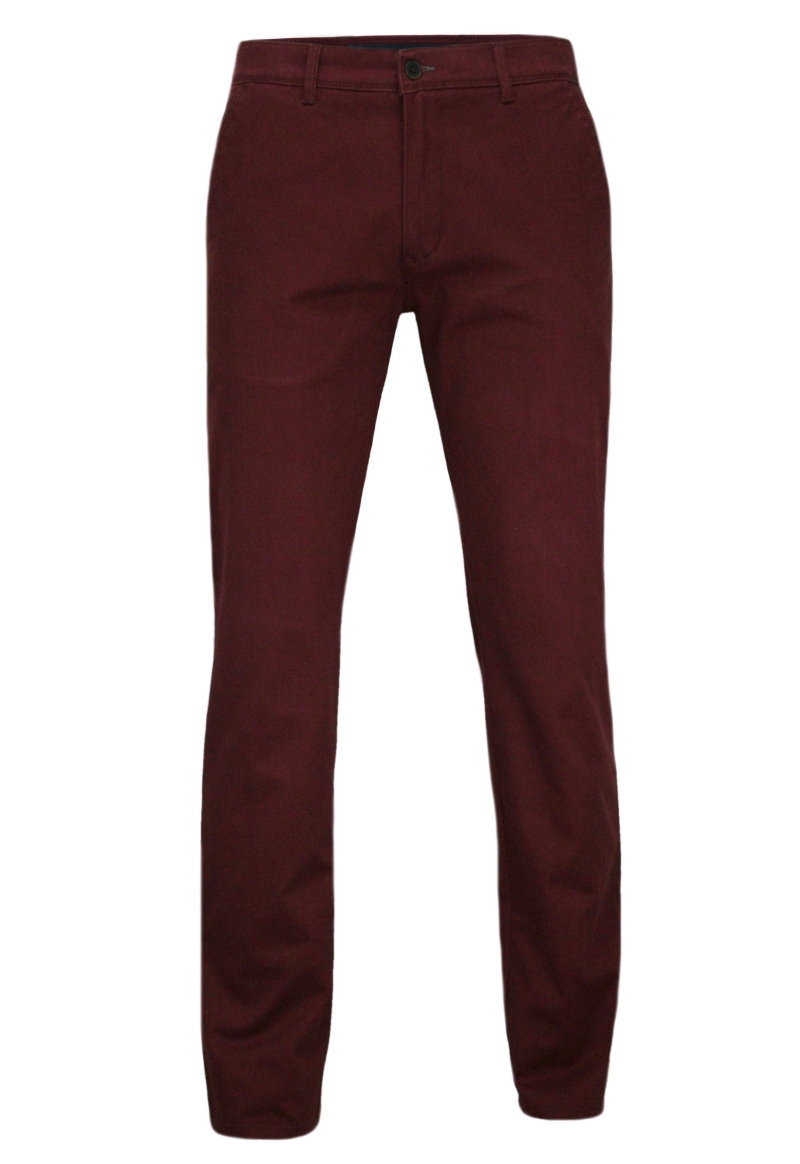 Eleganckie, Męskie Spodnie PIONEER, typu Chinos, Bawełniane, Bordowe - Pioneer