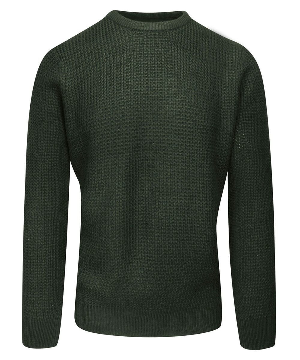 Sweter Zielony, Khaki w Gruby Dziergany Splot, U-neck, Męski -BRAVE SOUL - Brave Soul