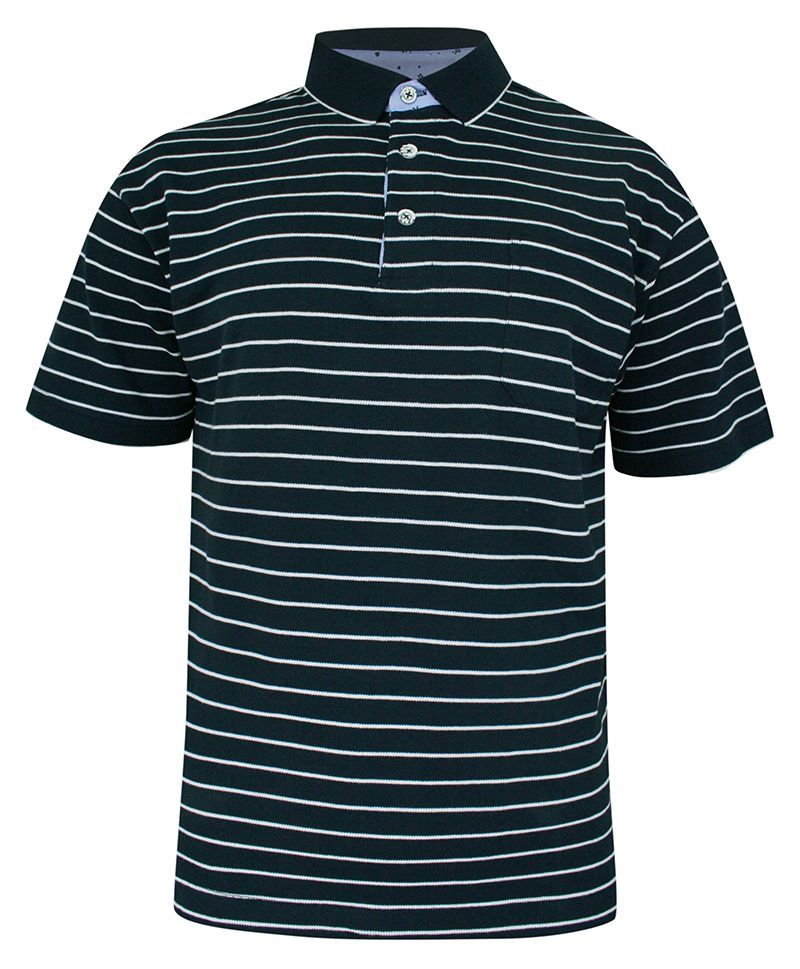 Koszulka POLO, Męska, Granatowa w Paski, Prążki, Krótki Rękaw, T-shirt -ELKJAER - Elkjaer