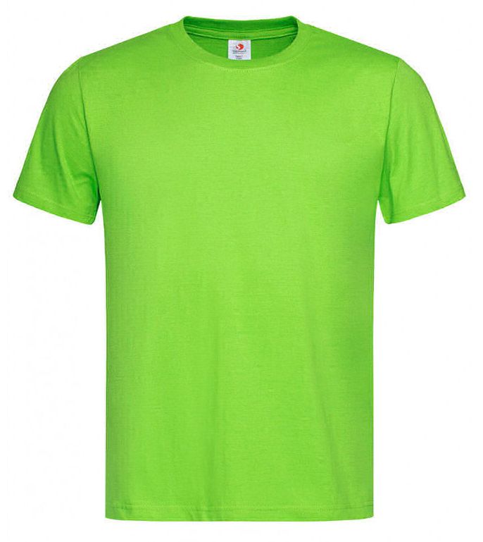 Jasny Zielony Bawełniany T-Shirt Męski Bez Nadruku -STEDMAN- Koszulka, Krótki Rękaw, Basic, U-neck - Stedman