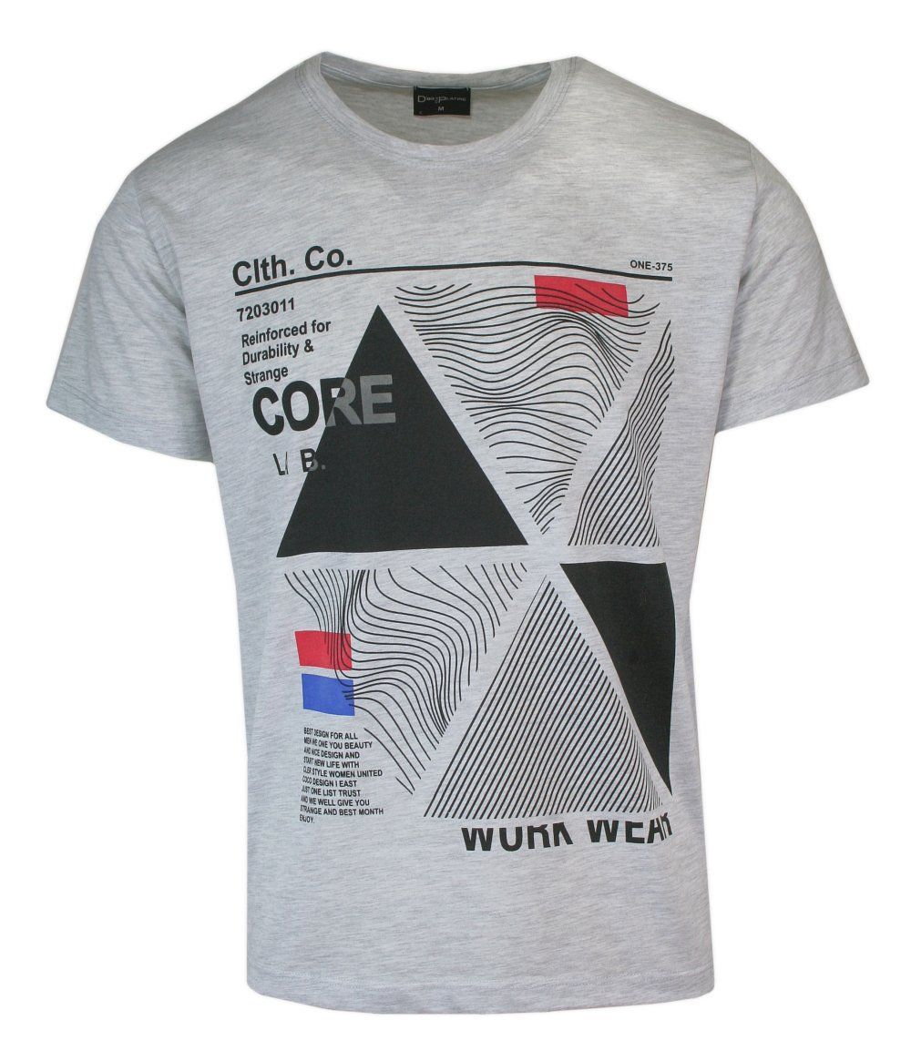 Koszulka Bawełniana z Nadrukiem, Szara z Krótkim Rękawem, T-shirt, Casualowa - D'or Et de Platine