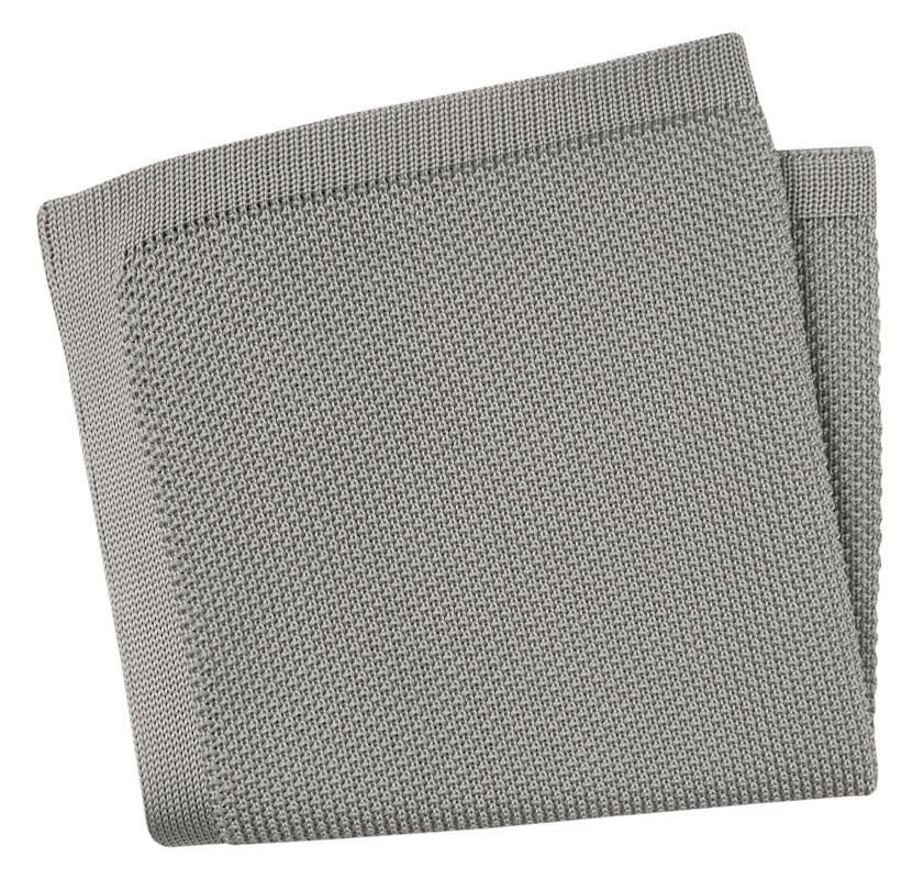 Szara Dziergana Męska Poszetka -ALTIES- 25x25 cm, Casualowa, Jednokolorowa - Alties