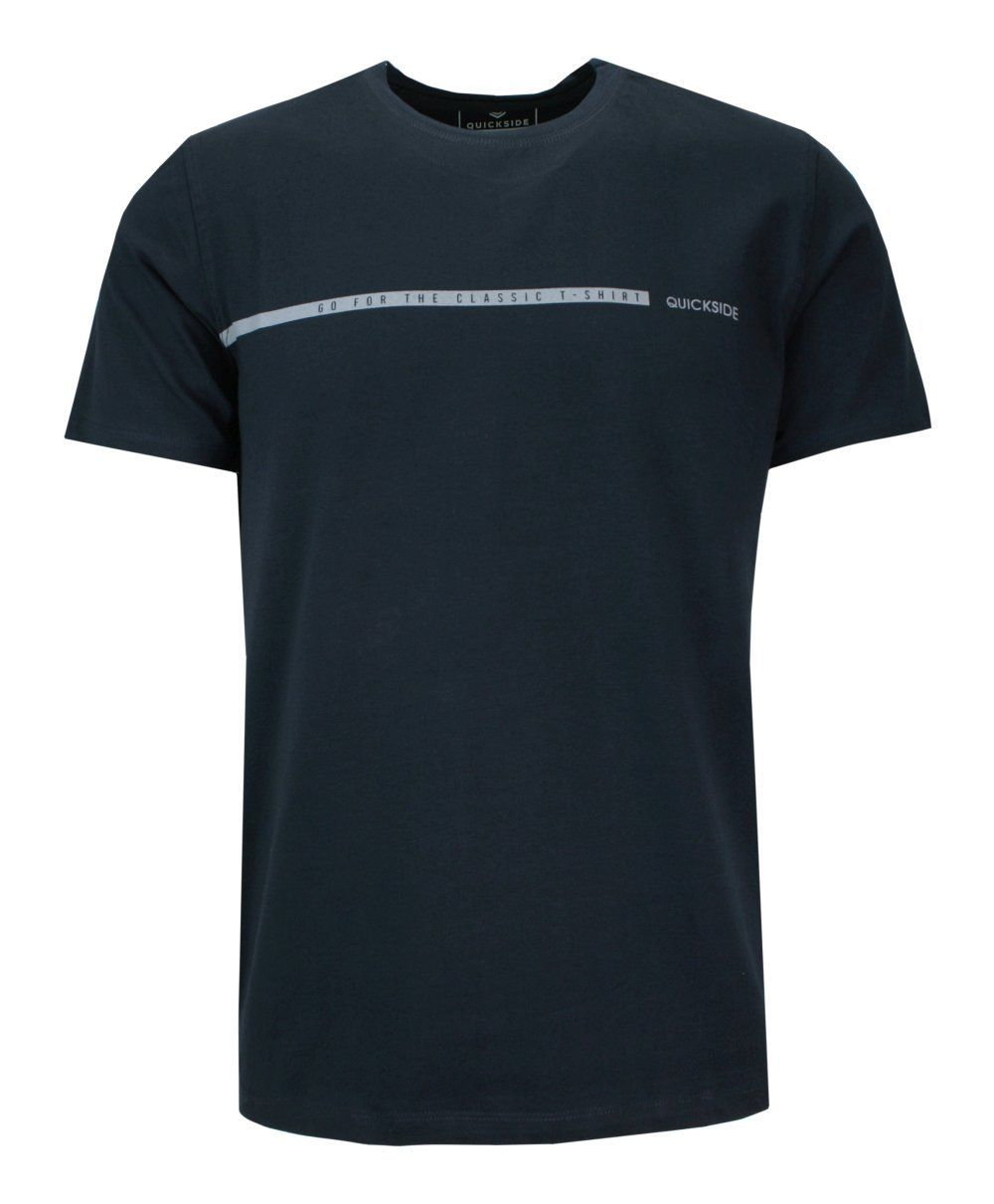 T-shirt Męski z Napisami, Granatowy, z Nadrukiem, Bawełniany, Krótki Rękaw -QUICKSIDE - Quickside