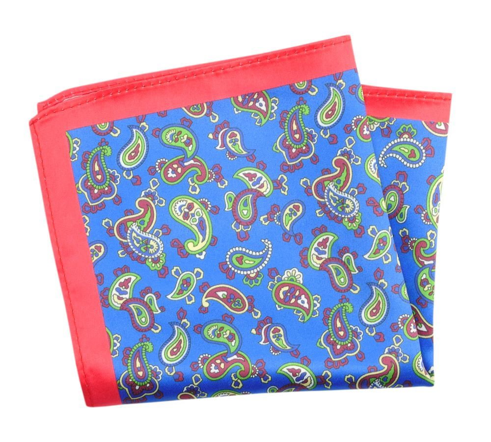 Poszetka Męska ALTIES, Czerwono-Chabrowa Wzór Paisley, Łezki, Męska, Elegancka - Alties