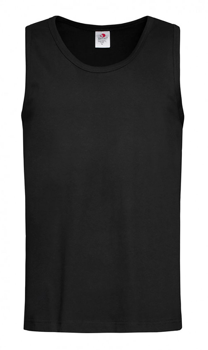 Czarny Bawełniany T-Shirt (TANK TOP) Męski Bez Nadruku -STEDMAN- Koszulka, Bez Rękawów, Bezrękawnik - Stedman