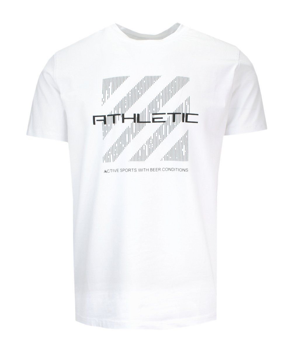 T-shirt Męski Biały z Napisami, z Nadrukiem, Bawełniany, Krótki Rękaw -QUICKSIDE - Quickside