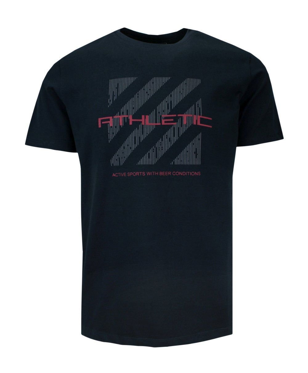 T-shirt Męski Granatowy z Napisami, z Nadrukiem, Bawełniany, Krótki Rękaw -QUICKSIDE - Quickside