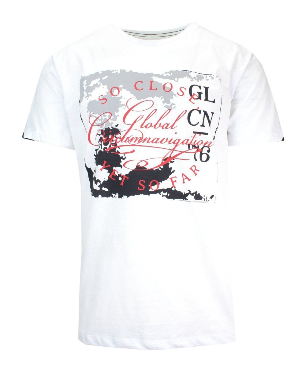 T-Shirt Męski Biały z Nadrukiem, Napisy, Koszulka, Krótki Rękaw, U-neck - MCL