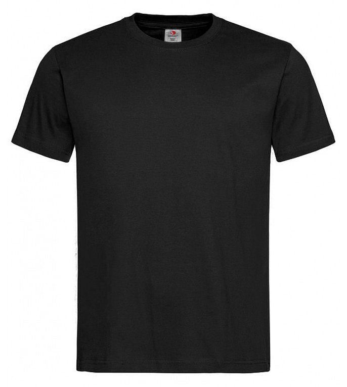 Czarny Bawełniany T-Shirt Męski Bez Nadruku -STEDMAN- Koszulka, Krótki Rękaw, Basic, U-neck - Stedman