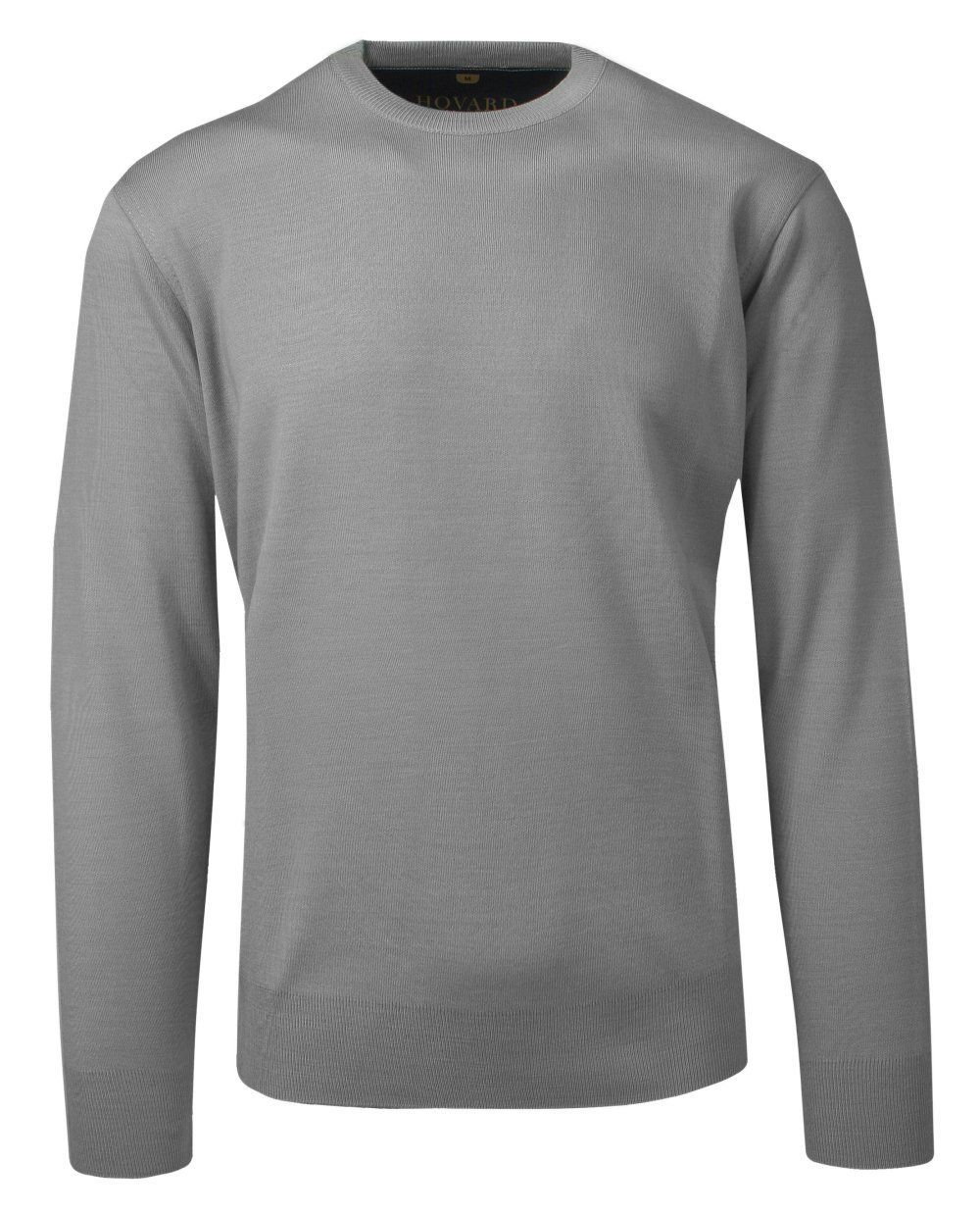 Sweter Męski Szary Wełniany, z Okrągłym Dekoltem, U-neck -HOVARD - Hovard