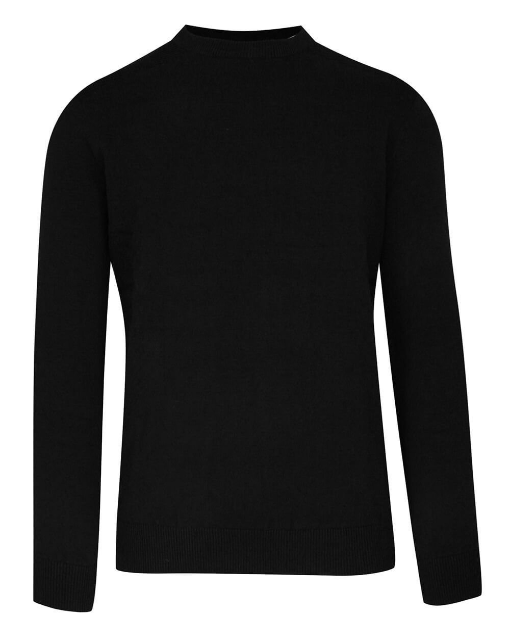 Sweter Czarny, Okrągły Dekolt, 100% BAWEŁNA (U-neck), Męski -BRAVE SOUL - Brave Soul