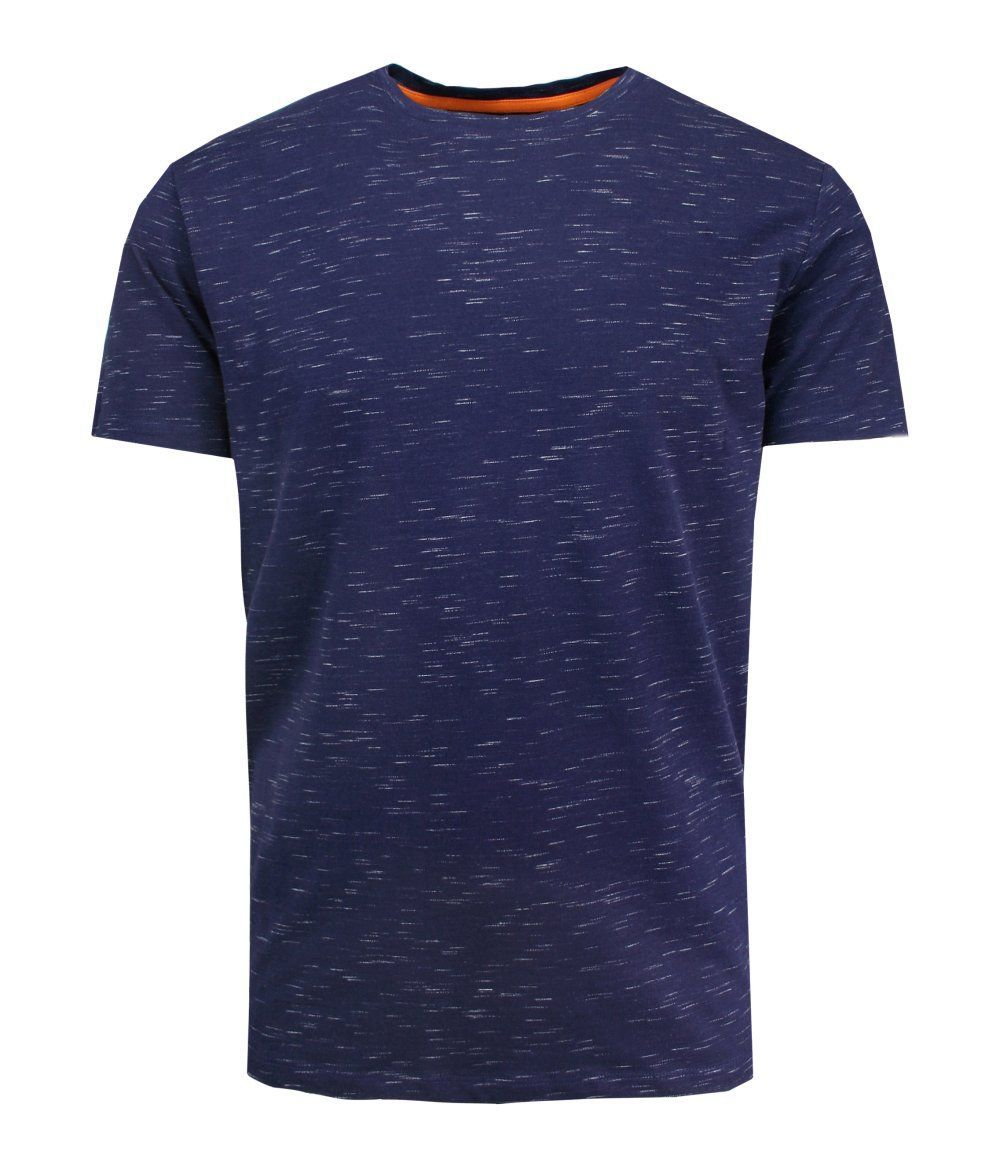 T-Shirt Melanżowy, Granatowy Bez Nadruku, Okrągły Dekolt -BRAVE SOUL - Brave Soul