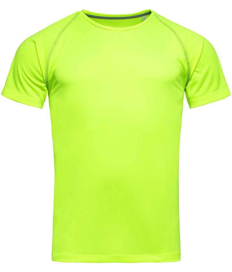 Koszulka T-shirt, Żółta, Sportowa, ACTIVE-DRY Poliester, Raglanowe Rękawy, Jaskrawa - Stedman