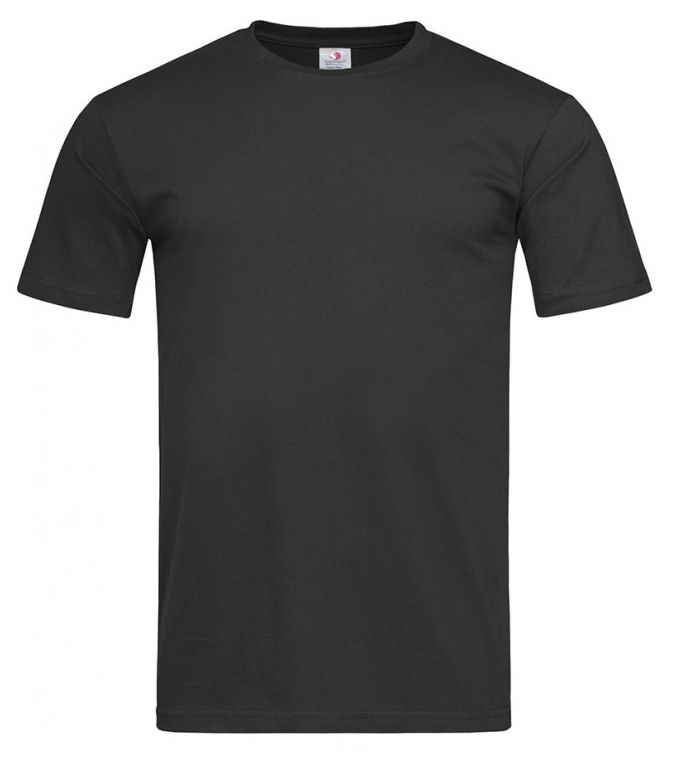 Czarny T-Shirt Męski Bez Nadruku -STEDMAN- Koszulka, Krótki Rękaw, Basic, U-neck, 100% Bawełna - Stedman